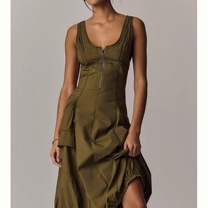Anthropologie Asymmetrical Olive Dress